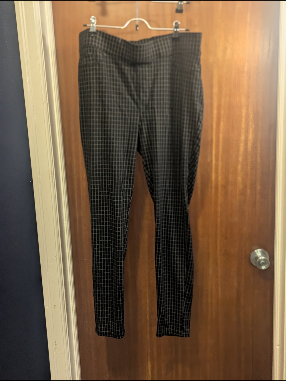 Seven7 Black Pants with White Windowpane Check